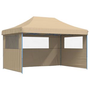 vidaXL Partytent inklapbaar pop-up met 3 zijwanden beige
