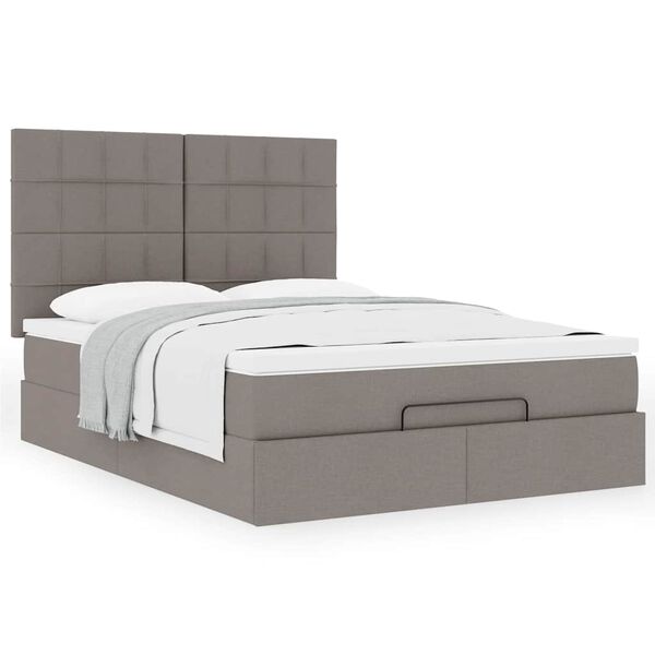 vidaXL Ottoman bed met matras 140x200cm stof taupe