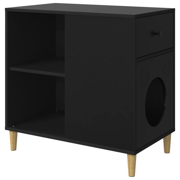 vidaXL Kattenhuis Zwart 72 x 42,5 x 70 cm Bewerkt hout