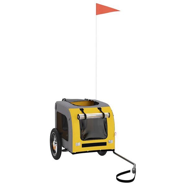 vidaXL Hondenfietstrailer oxford stof en ijzer geel en grijs