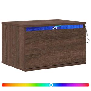 vidaXL Nachtkastje met LED's wandgemonteerd bruin eikenkleur