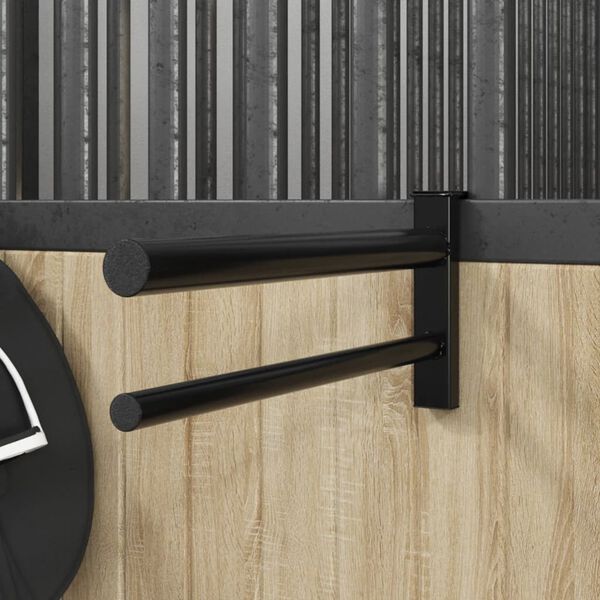 vidaXL Zadelrek met 2 stangen draagbaar ijzer zwart