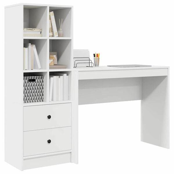 vidaXL Bureau met lade 2 pcs Wit