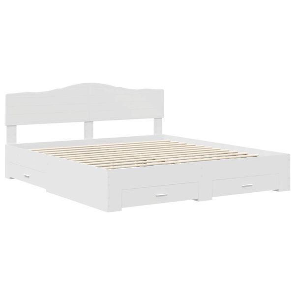 vidaXL Bedframe met hoofdeinde met lade Wit 200 x 200 cm Bewerkt hout