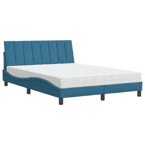 vidaXL Bed met matras "Hanko" fluweel blauw 140x200 cm