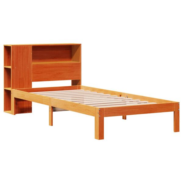 vidaXL Bed met boekenkast zonder matras grenenhout wasbruin 100x200 cm
