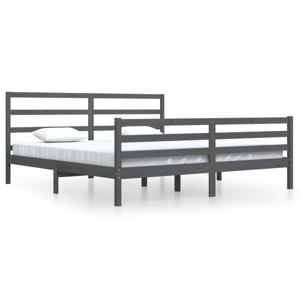 vidaXL Bedframe massief grenenhout grijs 200x200 cm