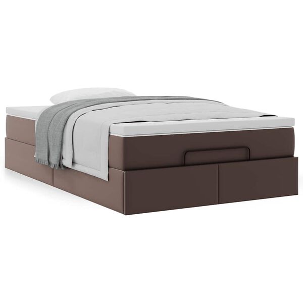 vidaXL Ottoman bed met matras 120x200cm kunstleer bruin
