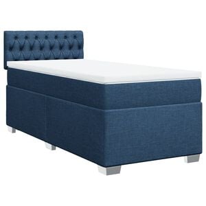 vidaXL Boxspring met matras stof blauw 80x200 cm