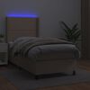 vidaXL Boxspring met matras en LED kunstleer cappuccinokleur 90x190 cm