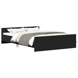vidaXL Bedframe met hoofd- en voeteneinde zwart 150x200 cm