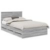 vidaXL Bedframe met lade Grijs Sonoma 120 x 190 cm Ingenieurshout