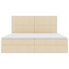 vidaXL Opbergbed met LED met matras Cr&egrave;me 200 x 200 cm Polyester