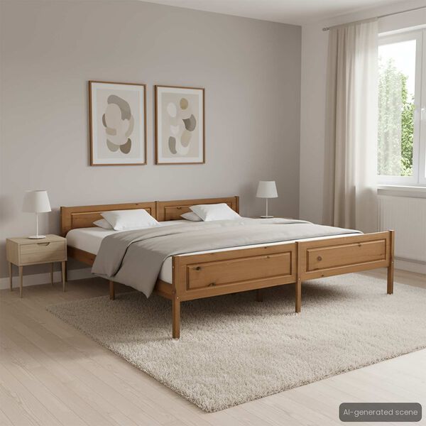 vidaXL Bedframe massief grenenhout honingbruin 200x200 cm