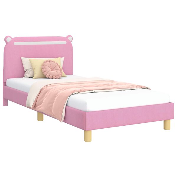 vidaXL Bedframe voor kinderen met hoofdbord Roze 90 x 200 cm Stof