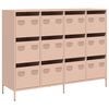 vidaXL Dressoir 135x39x103,5 cm koudgewalst staal roze