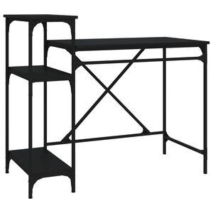 vidaXL Bureau met schappen 105x50x90 cm bewerkt hout en ijzer zwart