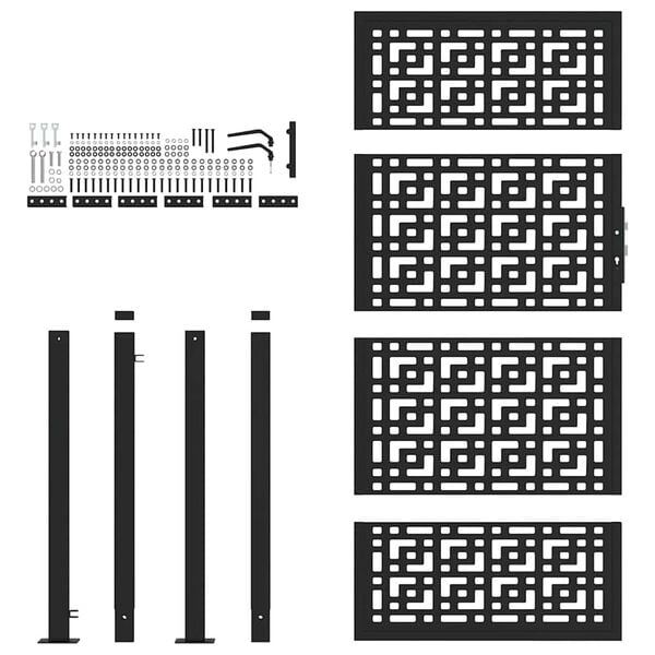 vidaXL Poort met kruisontwerp 100x175 cm staal zwart