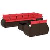 vidaXL 9-delige tuinbankset met kussens, bruin polyrotan