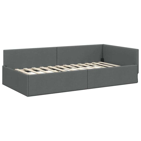 vidaXL Hoekbedframe met hoofdeinde Donkergrijs 90 cm x 190 cm Fluweel