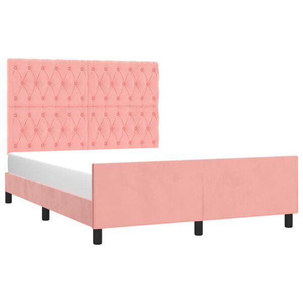 vidaXL Bedframe met hoofdeinde fluweel roze 140x190 cm