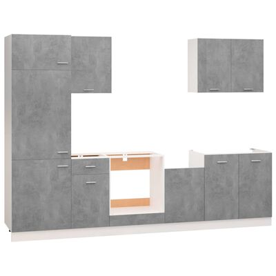 vidaXL 7-delige Keukenkastenset spaanplaat betongrijs