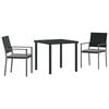 vidaXL Tuin eettafelset 3 pcs Zwart PE Rattan