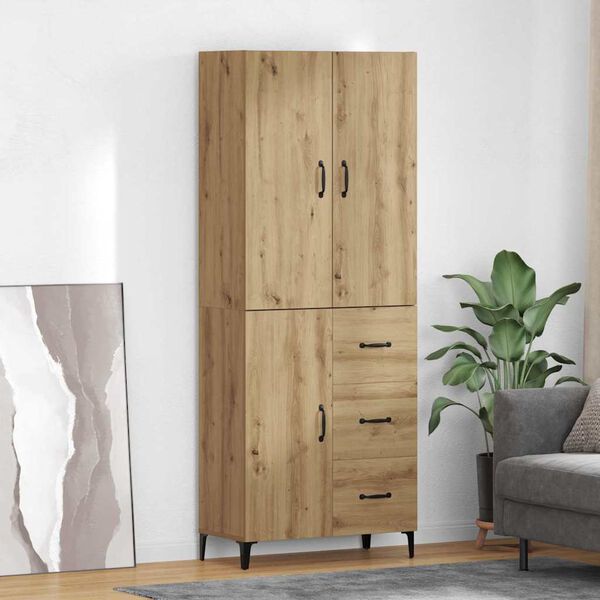 vidaXL Highboard Artisan Eiken 69,5 x 34 x 180 cm Bewerkt hout