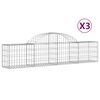 vidaXL Schanskorven 3 st gewelfd 200x30x40/60 cm gegalvaniseerd ijzer