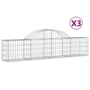 vidaXL Schanskorven 3 st gewelfd 200x30x40/60 cm gegalvaniseerd ijzer