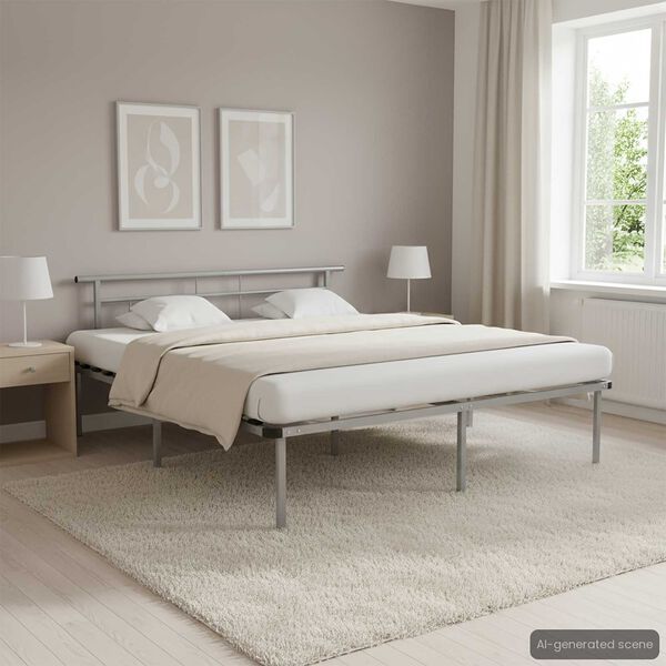 vidaXL Bedframe metaal grijs 200x200 cm