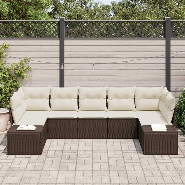 vidaXL Tuin Sofa Set met kussen 7 pcs Bruin poly rattan
