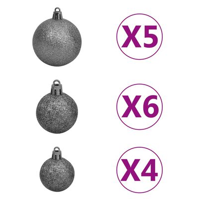 vidaXL Kunstkerstboom met scharnieren 150 LED's en kerstballen 120 cm