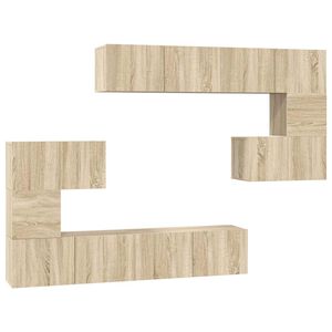 vidaXL 8-delige Tv-meubelset bewerkt hout sonoma eikenkleurig