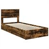 vidaXL Opslag bed met lade Gerookt eiken 90 x 190 cm Bewerkt hout