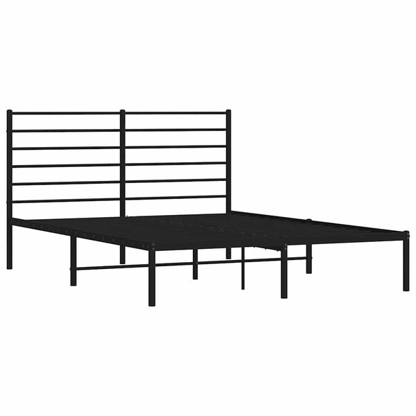 vidaXL Bedframe met hoofdbord metaal zwart 140x190 cm