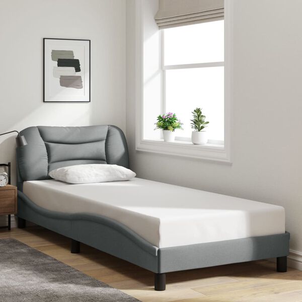 vidaXL Bedframe zonder matras "Hvar" 80x200 cm stof lichtgrijs