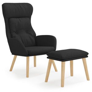 vidaXL Relaxstoel met voetenbank stof zwart