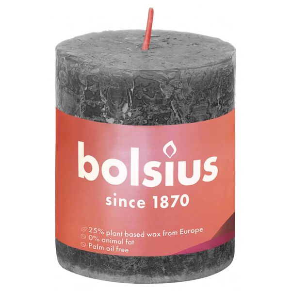 Bolsius Stompkaarsen Shine 4 st rustiek 80x68 mm stormgrijs