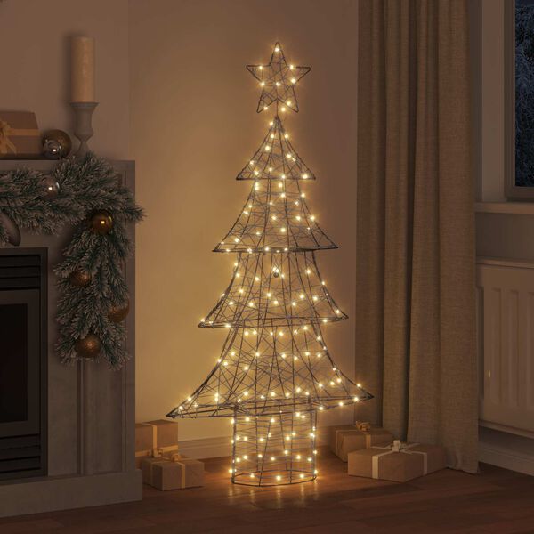 vidaXL Kerstboom met 160 LED Warmwit 150 cm Rattan