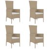 vidaXL Tuinstoelen 4 st met kussens poly rattan beige