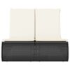 vidaXL Ligbed 2-persoons met kussens poly rattan zwart