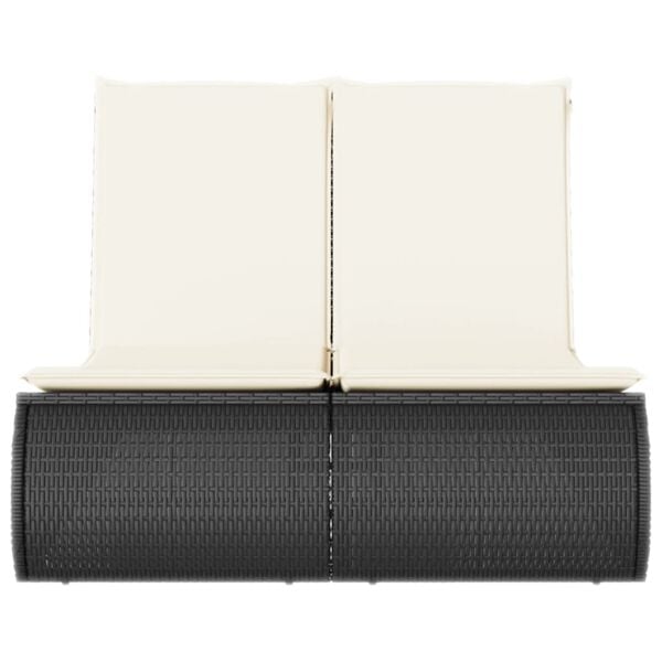 vidaXL Ligbed 2-persoons met kussens poly rattan zwart