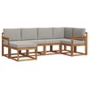 vidaXL Buiten bankenset met kussen 6 pcs Natuurlijk en Lichtgrijs