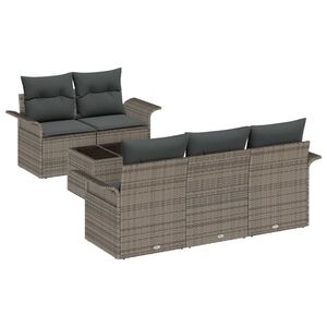 vidaXL Tuin Sofa Set met kussen met opslag 6 pcs Grijs 55 x 55 x 37 cm