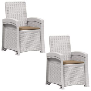 vidaXL Ligstoel in rietenlook 2 pcs Wit en Taupe PP