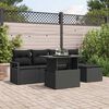 vidaXL Tuin Sofa Set met opslag 6 pcs Zwart Poly riet