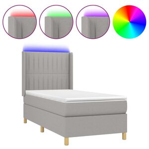 vidaXL Boxspring met matras en LED stof lichtgrijs 80x200 cm