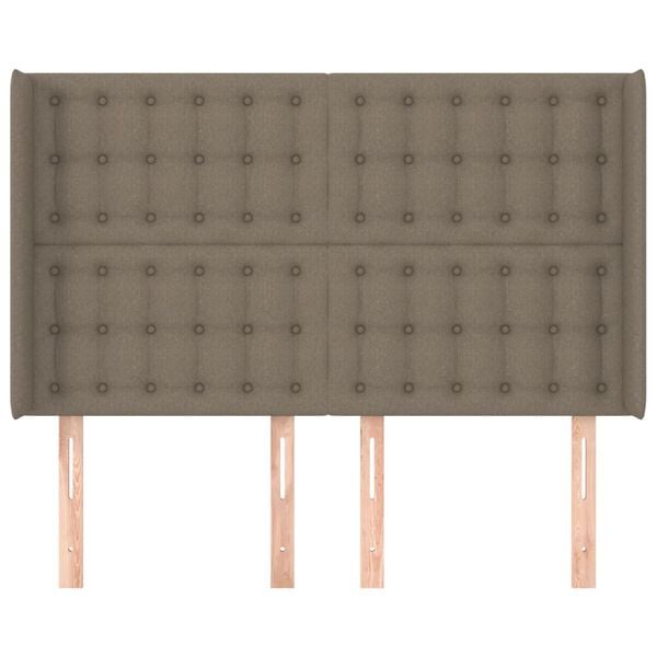 vidaXL Hoofdbord met randen 147x16x118/128 cm stof taupe