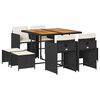 vidaXL 9-delige Tuinset poly rattan zwart